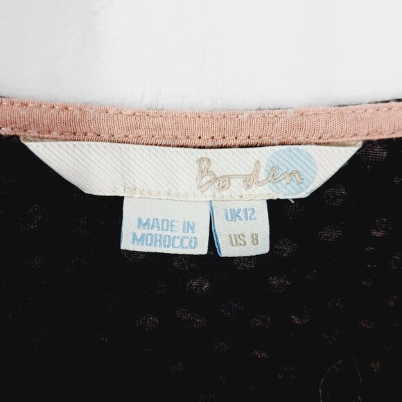 Boden,  Women's Top, Size 8, Black with Soft Pink Dots,  Lyocell and Wool Blend - Picture 3 of 16